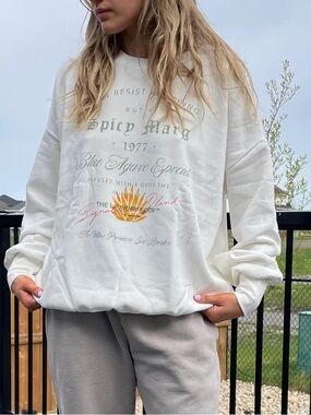 The Laundry Room White 'Spicy Marg' Graphic Crewneck Sweatshirt